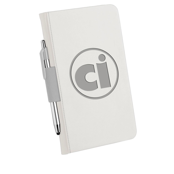 5 1/8" x 8 1/4" 80-page white notebook with ballpoint stylus... from ASI 88060 Snugz/USA Inc / Sweda®
