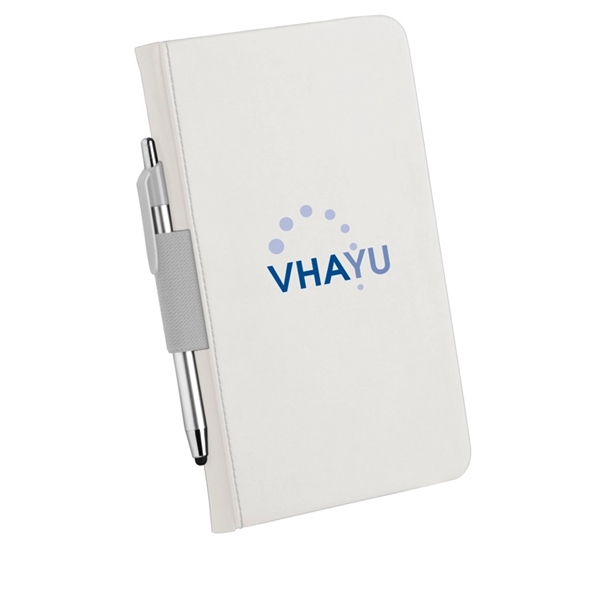 5 1/8" x 8 1/4" 80-page white notebook with ballpoint stylus... from ASI 88060 Snugz/USA Inc / Sweda®