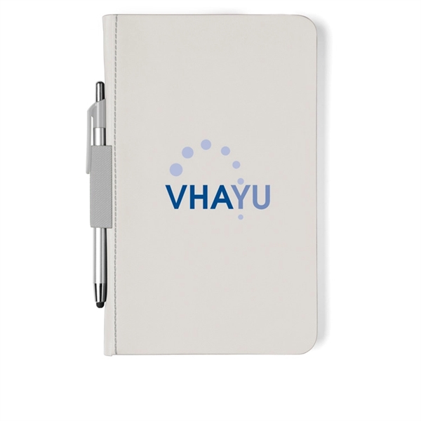 5 1/8" x 8 1/4" 80-page white notebook with ballpoint stylus... from ASI 88060 Snugz/USA Inc / Sweda®