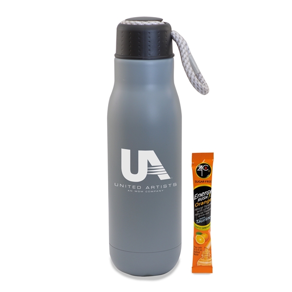 16 Oz Stainless Steel Insulated Bottle with Bungee Lid And Energy... from ASI 44900 NC Custom (CI/Lanco) / Chocolate Inn Lanco