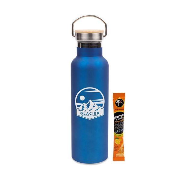 20 Oz Stainless Steel Insulated Vacuum Bottle w/Bamboo Lid & Energy... from ASI 44900 NC Custom (CI/Lanco) / Chocolate Inn Lanco