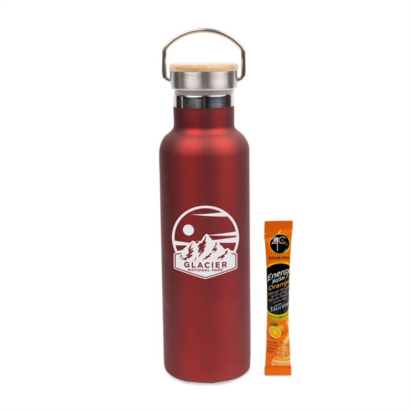 20 Oz Stainless Steel Insulated Vacuum Bottle w/Bamboo Lid & Energy... from ASI 44900 NC Custom (CI/Lanco) / Chocolate Inn Lanco