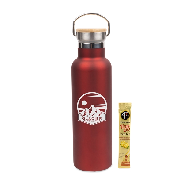 20 Oz Stainless Insulated Bottle w/Bamboo Lid & Iced Tea Mix... from ASI 44900 NC Custom (CI/Lanco) / Chocolate Inn Lanco