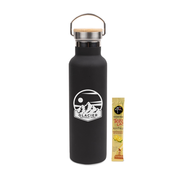 20 Oz Stainless Insulated Bottle w/Bamboo Lid & Iced Tea Mix... from ASI 44900 NC Custom (CI/Lanco) / Chocolate Inn Lanco