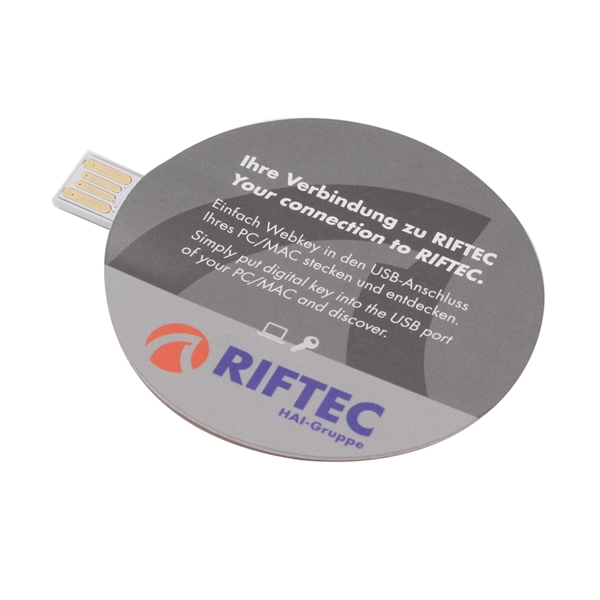 2" round 300GSM paper disc with slide-out Paper Webkey connector.... from ASI 37218 Athena Promo (tm)
