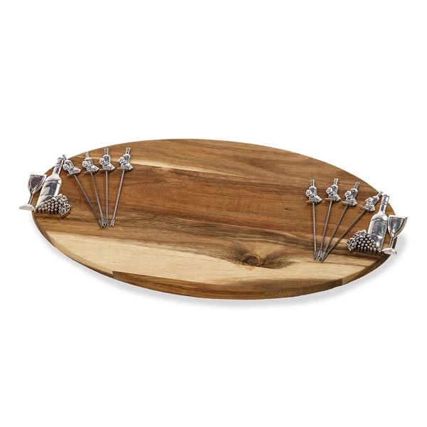 Wine & grapes design large serving board with matching food picks.... from ASI 88675 Picnic Plus / Family of Essential Brands