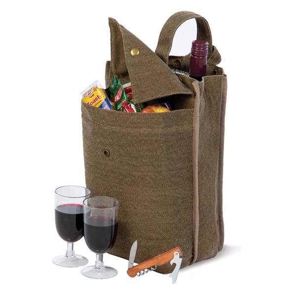 Thermal foil insulated double bottle carrier with a separate insulated front... from ASI 88675 Picnic Plus
