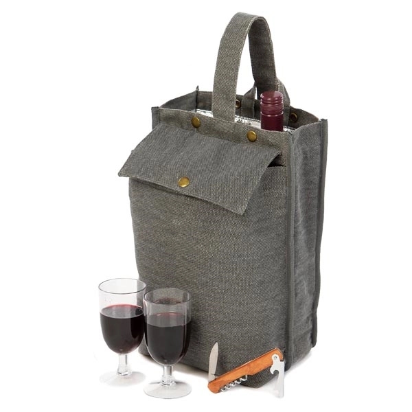 Thermal foil insulated double bottle carrier with a separate insulated front... from ASI 88675 Picnic Plus