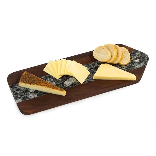 Black & white marble and acacia wood cheese board... from ASI 88675 Picnic Plus
