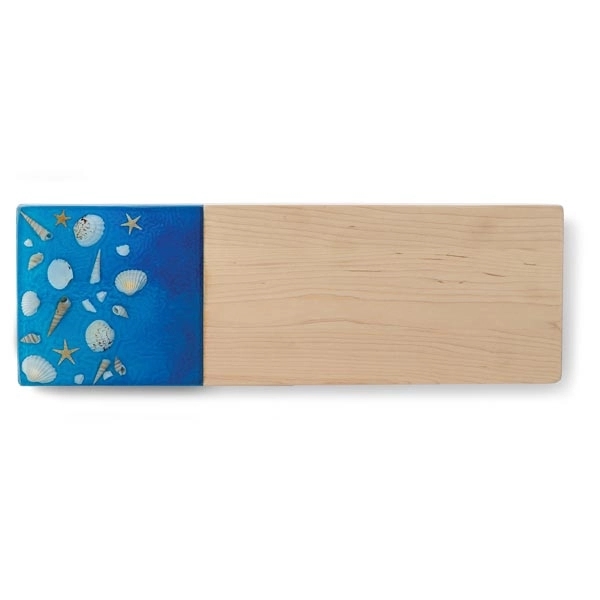 Maple wood and sea shells encased in clear resin serving board.... from ASI 88675 Picnic Plus