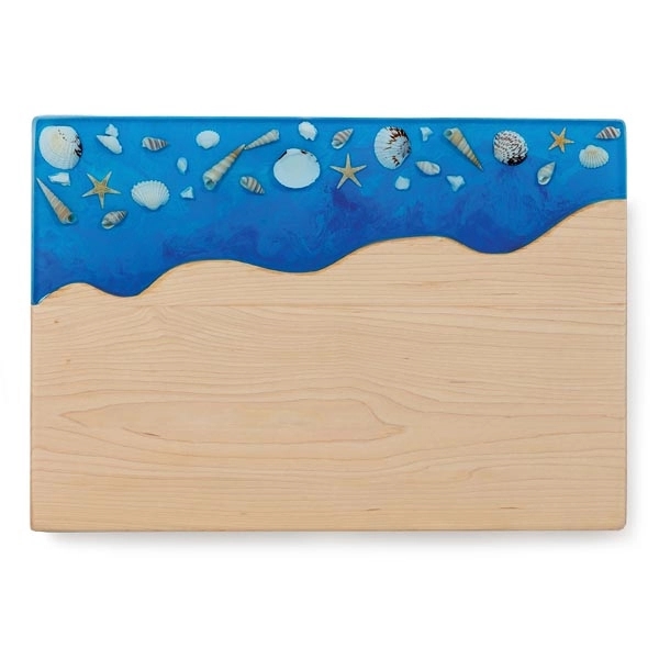 Maple wood and sea shells encased in clear resin serving board.... from ASI 88675 Picnic Plus