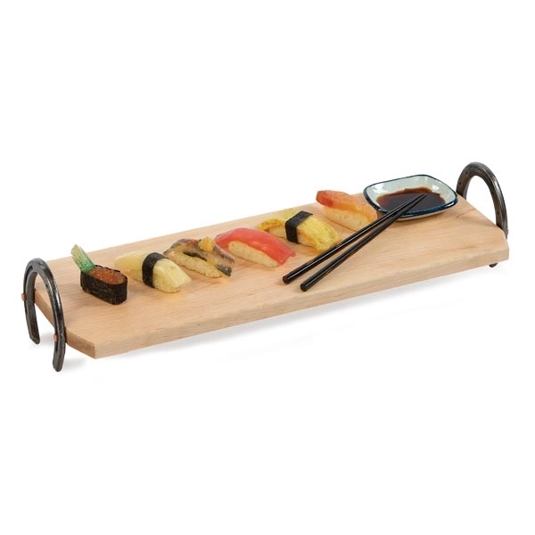 Wooden serving plank with horseshoes mounted as handles and base.... from ASI 88675 Picnic Plus
