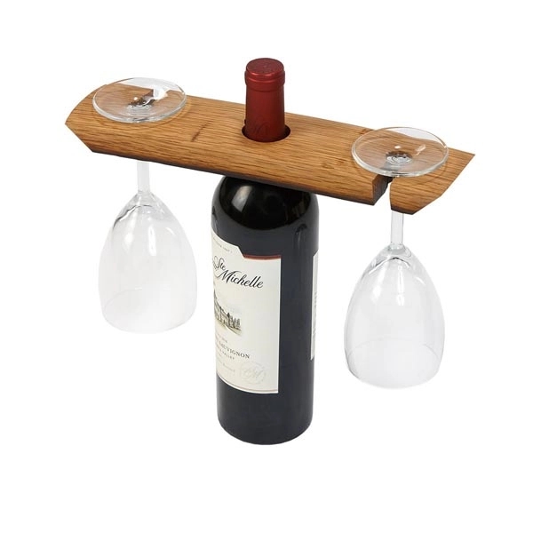 Wine Glass caddy made from a French wine barrel stave exclusively... from ASI 88675 Picnic Plus