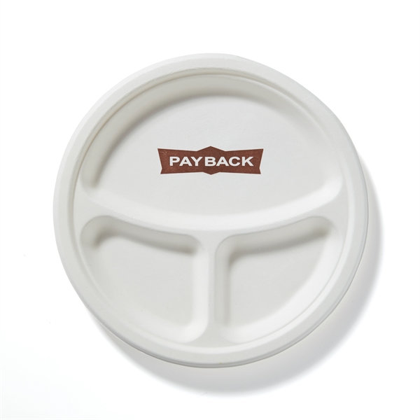 10"dia. Compostable White Compartment Paper Plate, USA made w/3 sections, budget... from ASI 79933 Prorose Inc / ProRose