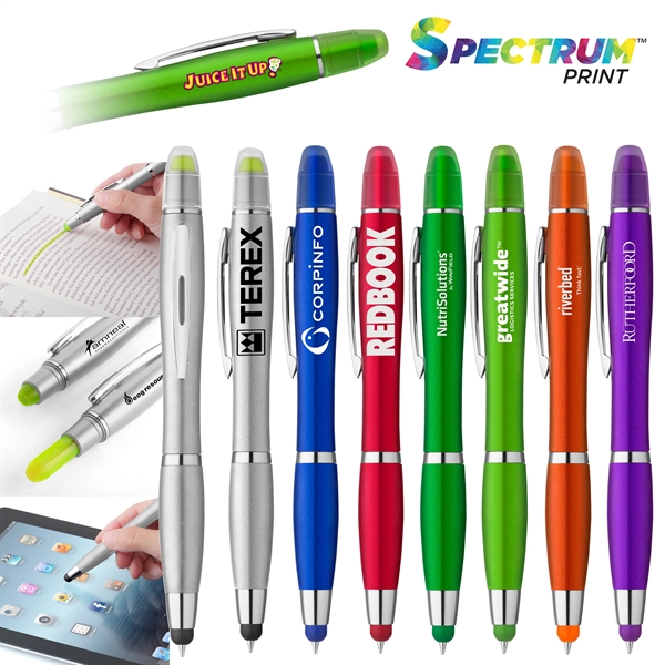 Curvaceous metallic colored stylus pen with a twist-action mechanism and gel... from ASI 88060 Snugz/USA Inc / Sweda®