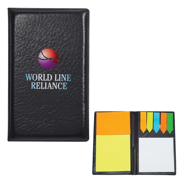 Leather look padfolio with sticky note pads and flags.... from ASI 61125 Hit Promotional Products / Hit®