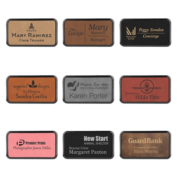 3.3125" x 1.8125" x 0.125" rectangular leatherette nametags or badges.... from ASI 92531 Unique Custom Products / UCP