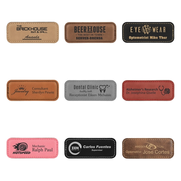 3.25" x 1.25" x 0.125" leatherette badges or name tags.... from ASI 92531 Unique Custom Products / UCP