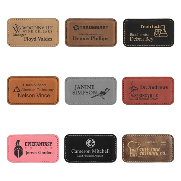 3.25" x 1.75" x 0.125" leatherette badges and name tags.... from ASI 92531 Unique Custom Products / UCP