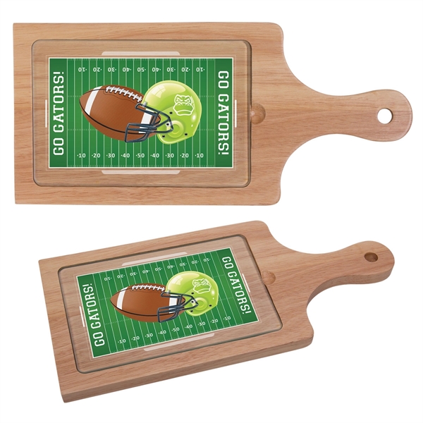 12 7/8" x 5 7/8" bamboo cutting board with removable tempered... from ASI 62190 Illini