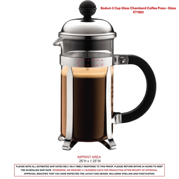 Bodum 3 Cup Chambord Glass Coffee Press. Add coffee and water,... from ASI 80060 VisionUSA