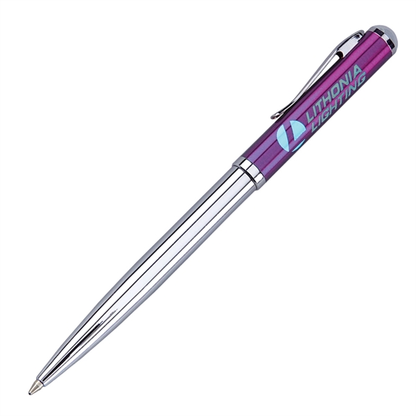 Metal twist-action ballpoint pen with a translucent color cap and chrome... from ASI 68190 Lungsal / Lungsal