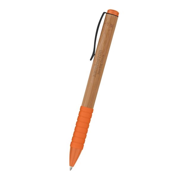 Bamboo design twist action pen with rubber grip for writing comfort... from ASI 61125 Hit Promotional Products / Hit®