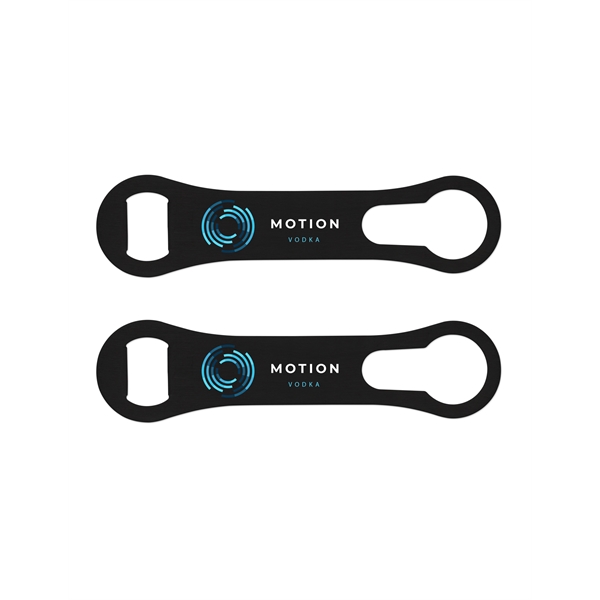 7.5" x 1.8" stainless steel bottle opener with pourer spout remover.... from ASI 62677 iline PROMO (The Innovative Line) / iline (The Innovative Line)