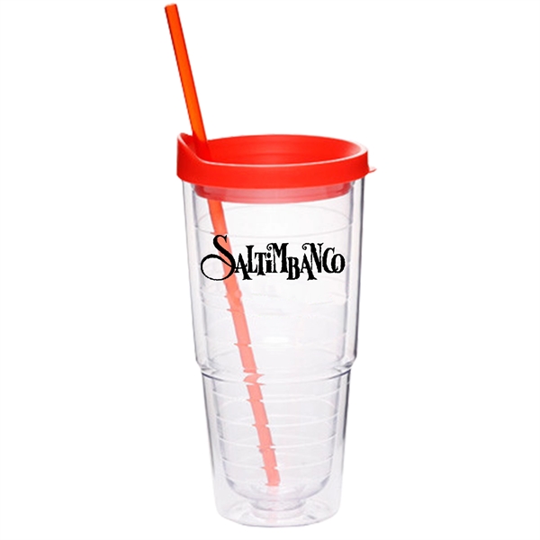 24 oz. Clear Orbit Acrylic Tumbler with Colored Lid and Straw... from ASI 80060 VisionUSA
