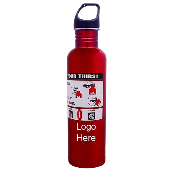 Red 26oz aluminum water bottle featuring fire extinguish design.... from ASI 80093 Pyrographics / Pyrographics Line