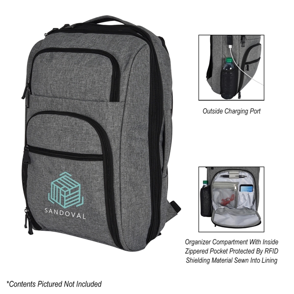 Heathered RFID laptop backpack and briefcase with several pockets and added... from ASI 61125 Hit Promotional Products / Hit®