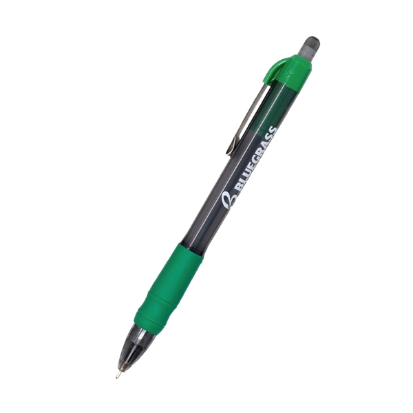 5.57" x 0.40" plastic plunger-action ballpoint pen with rubber grip and... from ASI 37218 Athena Promo (tm)