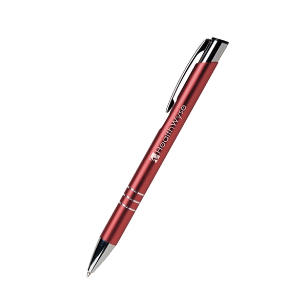 5.44" x 0.40" metal ballpoint pen with chrome ring trim and... from ASI 37218 Athena Promo (tm)