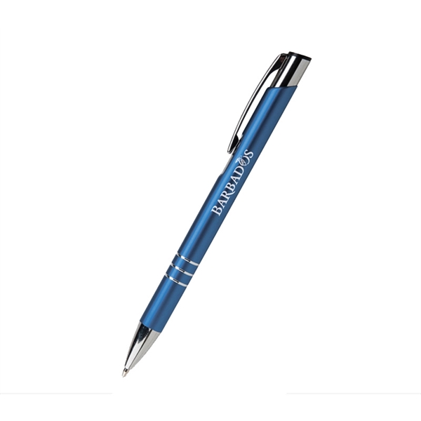 5.44" x 0.40" metal ballpoint pen with chrome ring trim and... from ASI 37218 Athena Promo (tm)