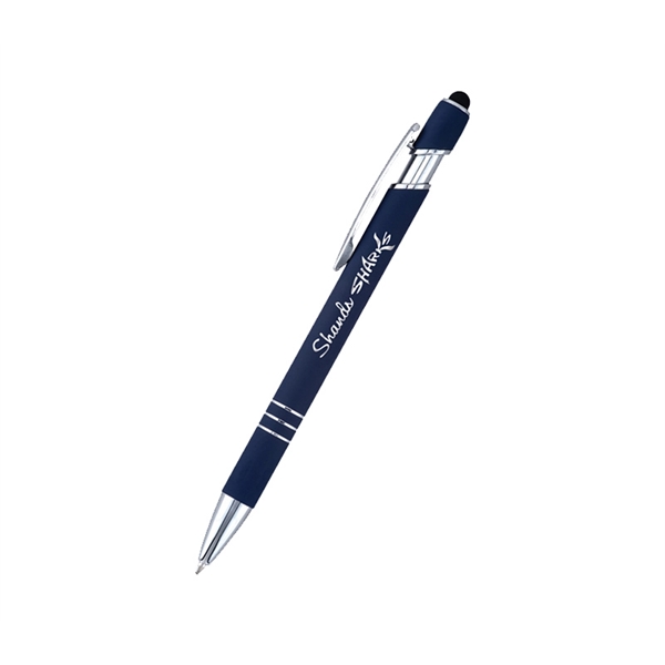 5.6" x 0.40" rubberized metal pen with stylus with device stylus... from ASI 37218 Athena Promo (tm)