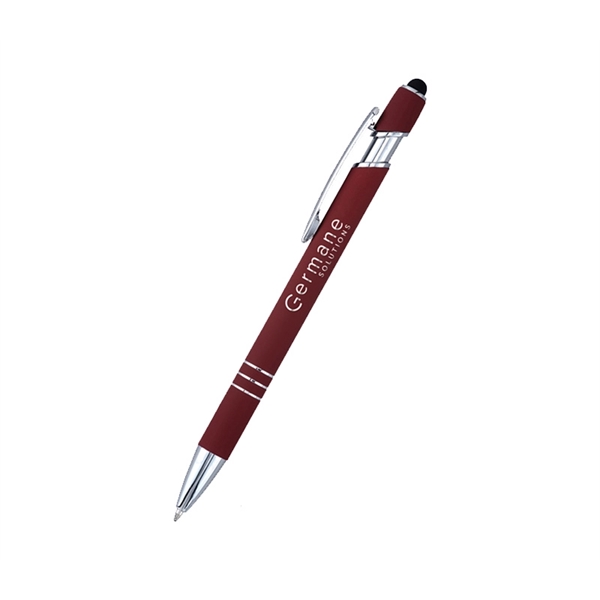 5.6" x 0.40" rubberized metal pen with stylus with device stylus... from ASI 37218 Athena Promo (tm)