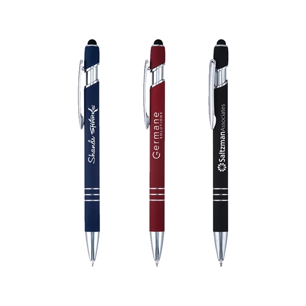 5.6" x 0.40" rubberized metal pen with stylus with device stylus... from ASI 37218 Athena Promo (tm)