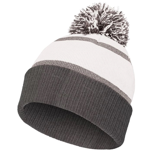 Reflective beanie with 2 color pom pom.... from ASI 37461 Augusta Sportswear / Holloway Sportswear