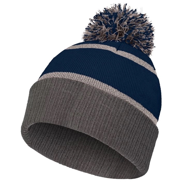 Reflective beanie with 2 color pom pom.... from ASI 37461 Augusta Sportswear / Holloway Sportswear
