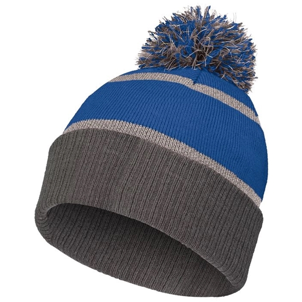 Reflective beanie with 2 color pom pom.... from ASI 37461 Augusta Sportswear / Holloway Sportswear