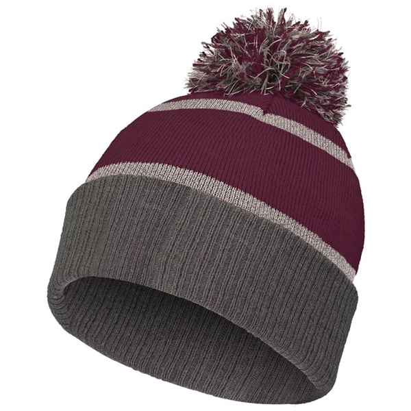 Reflective beanie with 2 color pom pom.... from ASI 37461 Augusta Sportswear / Holloway Sportswear