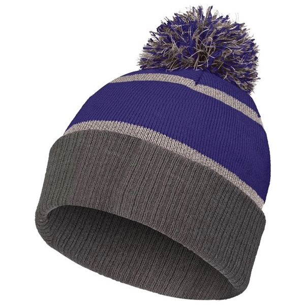 Reflective beanie with 2 color pom pom.... from ASI 37461 Augusta Sportswear / Holloway Sportswear