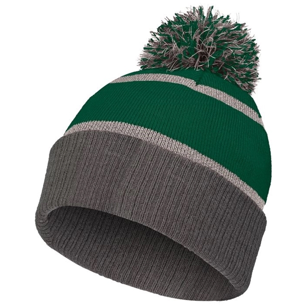 Reflective beanie with 2 color pom pom.... from ASI 37461 Augusta Sportswear / Holloway Sportswear