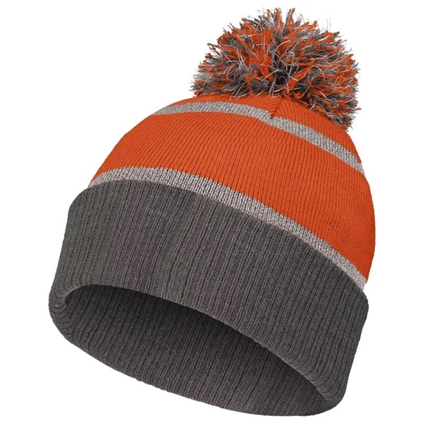 Reflective beanie with 2 color pom pom.... from ASI 37461 Augusta Sportswear / Holloway Sportswear