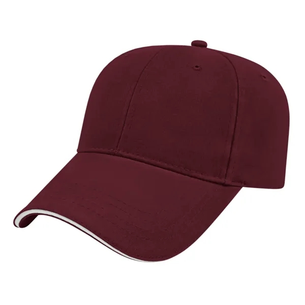 Low profile structured six panel brushed cotton twill cap with sandwich... from ASI 43792 Cap America Inc