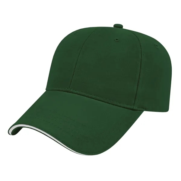 Low profile structured six panel brushed cotton twill cap with sandwich... from ASI 43792 Cap America Inc