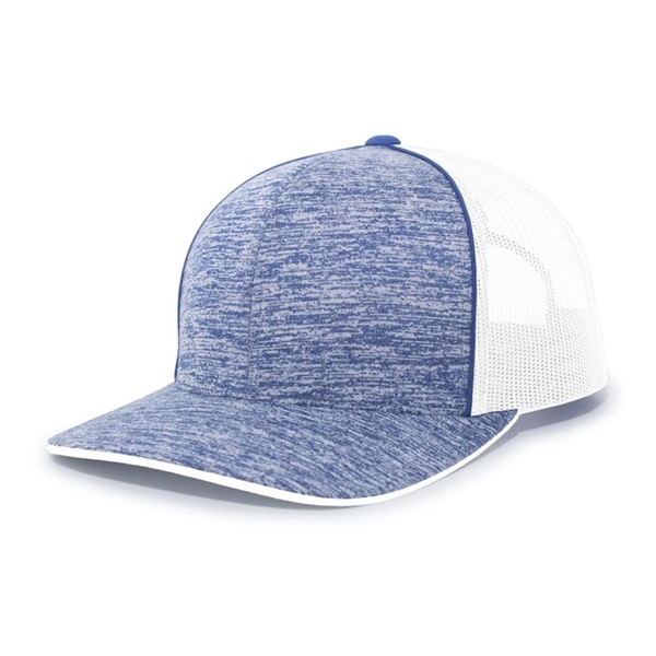 The Aggressive Heather Trucker Snapback Cap delivers bold style and all-day... from ASI 37461 Augusta Sportswear / Pacific Headwear