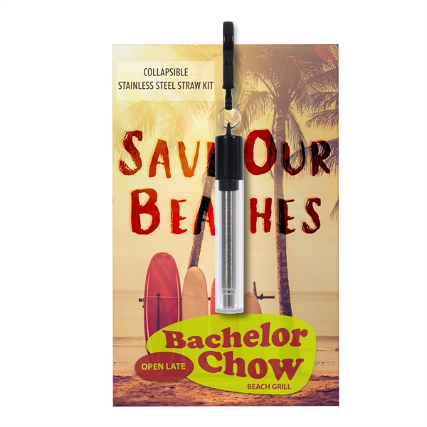 Greeting card with collapsible stainless steel straw kit for enjoying a... from ASI 61125 Hit Promotional Products / Hit®