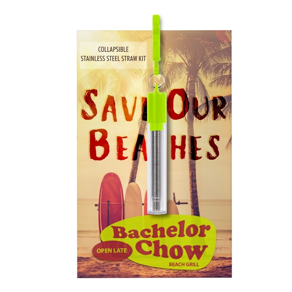 Greeting card with collapsible stainless steel straw kit for enjoying a... from ASI 61125 Hit Promotional Products / Hit®