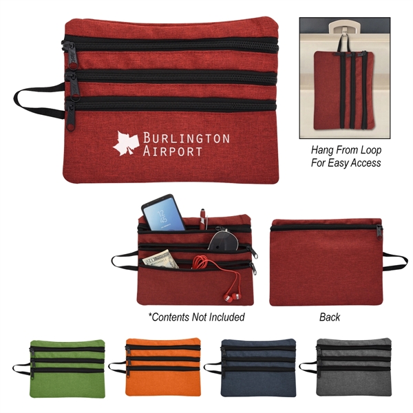 Heathered tech accessory travel bag with plenty of space for small... from ASI 61125 Hit Promotional Products / Hit®